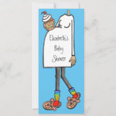 赤パーソナライズされたちゃんシャワー中肌トーン 招待状 (正面)