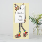 赤パーソナライズされたちゃんシャワー中肌トーン 招待状 (スタンド正面)