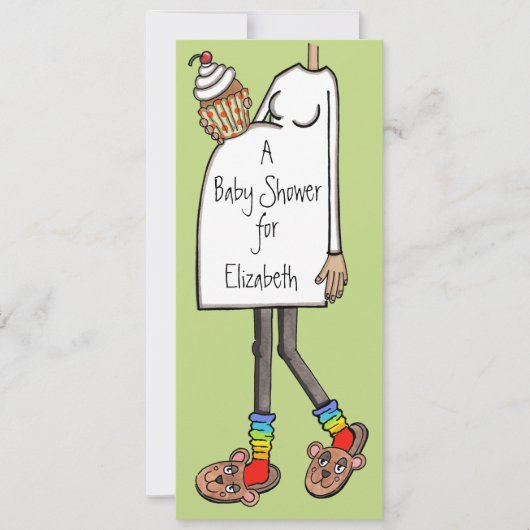 赤パーソナライズされたちゃんシャワー中肌トーン 招待状 (正面)