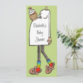 赤パーソナライズされたちゃんシャワー中肌トーン 招待状 (スタンド正面)