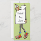 赤パーソナライズされたちゃんシャワー中肌トーン 招待状 (正面)