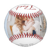 赤パーソナライズされたちゃんシャワー写真ありがとう 野球ボール (裏面)