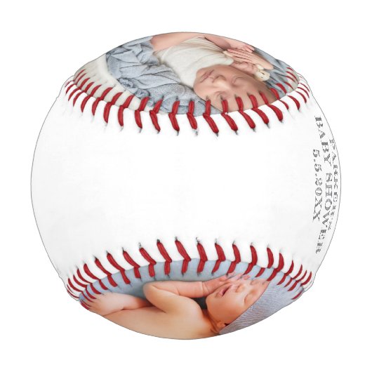 赤パーソナライズされたちゃんシャワー写真ありがとう 野球ボール (正面)