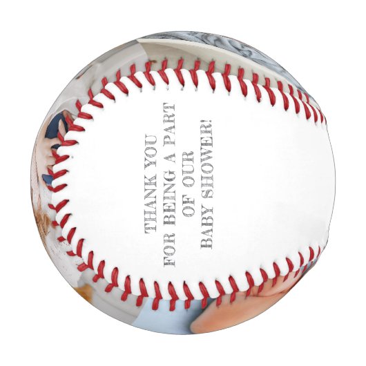 赤パーソナライズされたちゃんシャワー写真ありがとう 野球ボール (正面左)