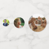 赤パーソナライズされたちゃんシャワー写真紙吹雪ブルーボウ コンフェッティ (裏面)