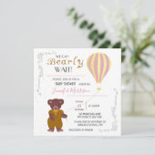 赤パーソナライズされたちゃんシャワー女の子を待つことができる 招待状 (スタンド正面)