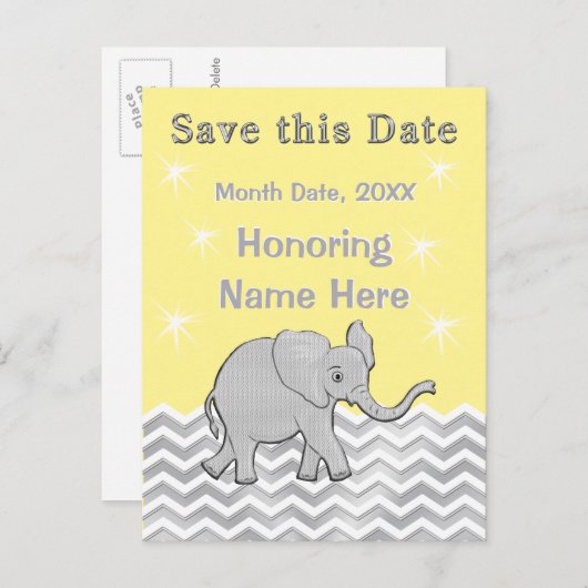 赤パーソナライズされたちゃんシャワー日を保存 案内ポストカード (正面/裏面)