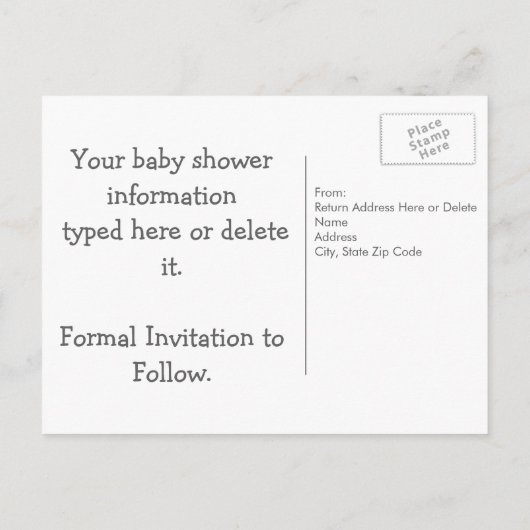 赤パーソナライズされたちゃんシャワー日を保存 案内ポストカード (裏面)