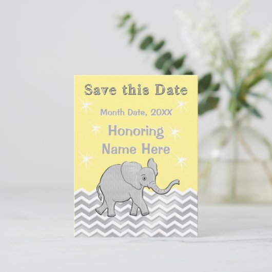 赤パーソナライズされたちゃんシャワー日を保存 案内ポストカード (スタンド正面)