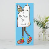 赤パーソナライズされたちゃんシャワー淡い肌トーン 招待状 (スタンド正面)