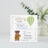 赤パーソナライズされたちゃんシャワー男の子を待つことができる 招待状 (スタンド正面)