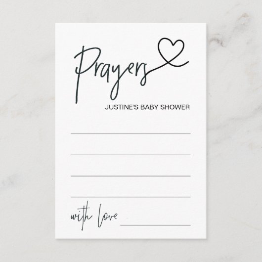 赤パーソナライズされたちゃんシャワー祈りの言葉カード付ハート エンクロージャーカード (正面)