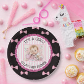 赤パーソナライズされたちゃんシャワー紙プレートピンク弓 ペーパープレート (パーティー)