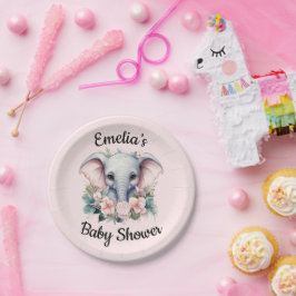 赤パーソナライズされたちゃんシャワー紙プレート ペーパープレート