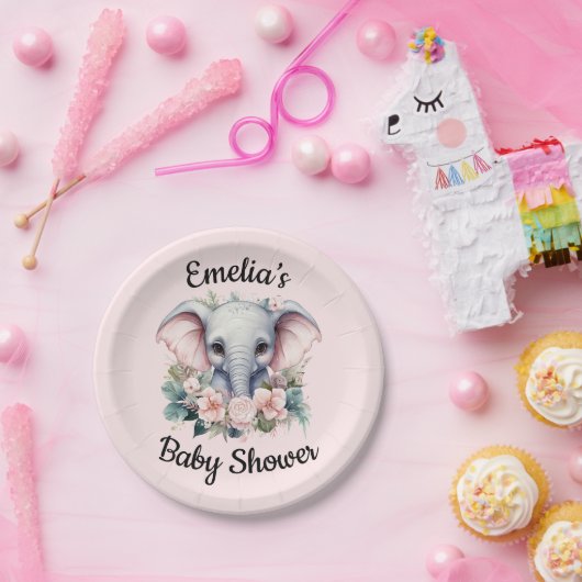 赤パーソナライズされたちゃんシャワー紙プレート ペーパープレート (パーティー)