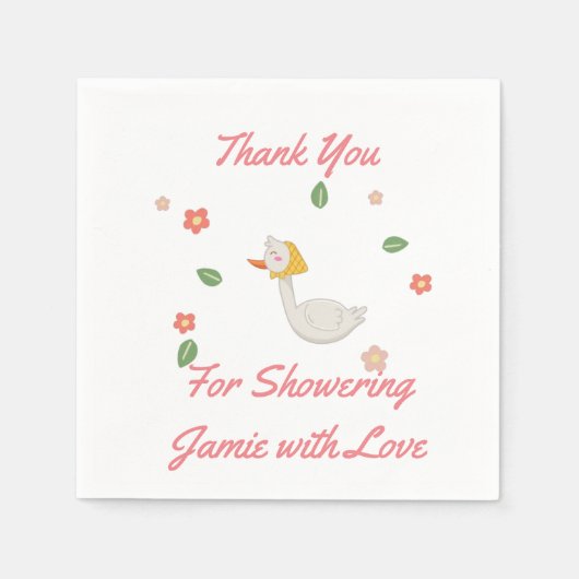 赤パーソナライズされたちゃんシャワー スタンダードカクテルナプキン (正面)