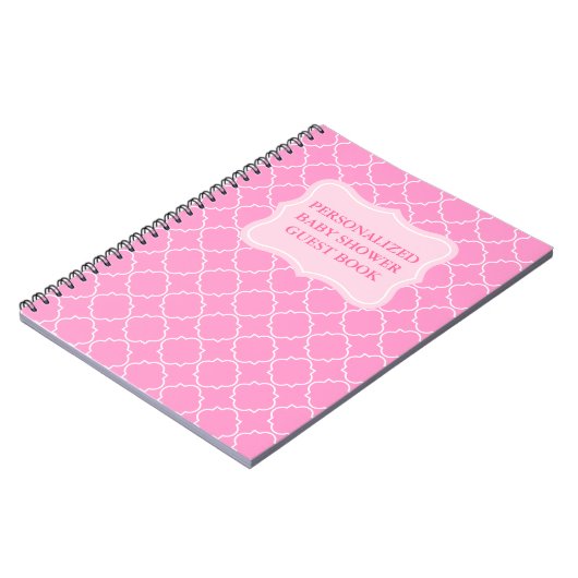 赤パーソナライズされたちゃんシャワー |ピンクのノートブック ノートブック (左側)