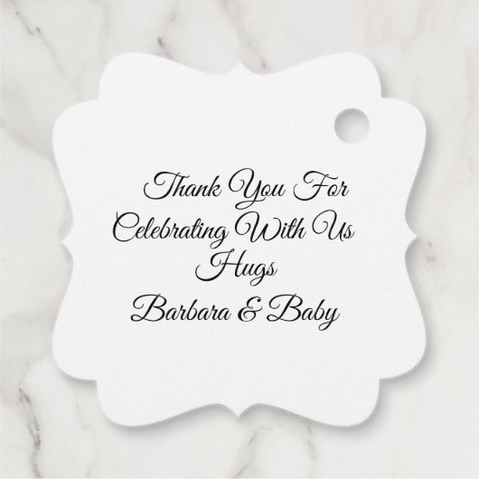 赤パーソナライズされたちゃんシャワー フェイバータグ (裏面)