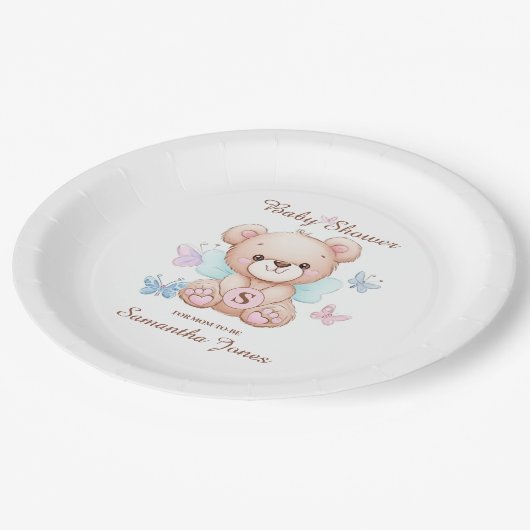 赤パーソナライズされたちゃんシャワー ペーパープレート (アングル)