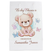 赤パーソナライズされたちゃんシャワー ミディアムペーパーバッグ (裏面)