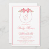 赤パーソナライズされたちゃんシャワー 招待状 (正面/裏面)