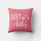 赤パーソナライズされたちゃんハート名 クッション (裏面)