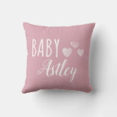 赤パーソナライズされたちゃんハート名 クッション (裏面)