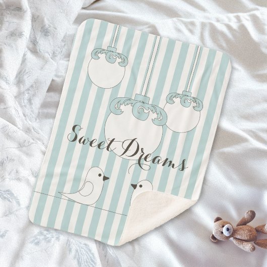 赤パーソナライズされたちゃんブルーストライプの可愛い鳥の子供 シェルパブランケット