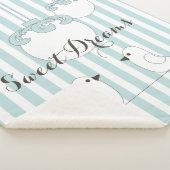 赤パーソナライズされたちゃんブルーストライプの可愛い鳥の子供 シェルパブランケット (3/4)