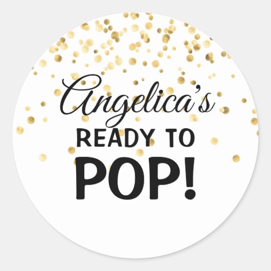 赤パーソナライズされたちゃんポップ・アートのシャワー白 ラウンドシール (正面)