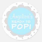 赤パーソナライズされたちゃんポップ・アートのシャワー青少年 ラウンドシール (正面)