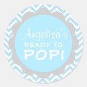 赤パーソナライズされたちゃんポップ・アートのシャワー青少年 ラウンドシール (正面)