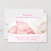 赤パーソナライズされたちゃん写真誕生のお知らせ マグネット招待状 (正面)