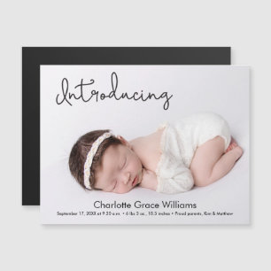 赤パーソナライズされたちゃん写真誕生のお知らせ マグネット招待状