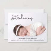 赤パーソナライズされたちゃん写真誕生のお知らせ マグネット招待状 (正面)