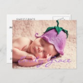 赤パーソナライズされたちゃん出産発表はがき 案内ポストカード (正面/裏面)