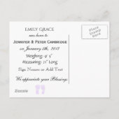 赤パーソナライズされたちゃん出産発表はがき 案内ポストカード (裏面)