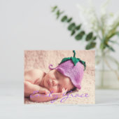 赤パーソナライズされたちゃん出産発表はがき 案内ポストカード (スタンド正面)