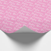 赤パーソナライズされたちゃん女の子の名前ベビシャワーピンクガーリー色 ラッピングペーパー (角)