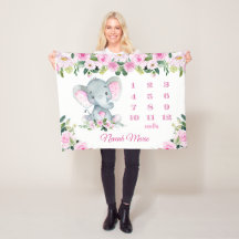 赤パーソナライズされたちゃん女の子エレファントマイルストーン名