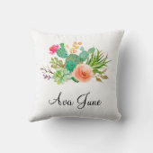 赤パーソナライズされたちゃん女の子ギフト、サボテン名 クッション (裏面)