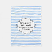 赤パーソナライズされたちゃん青と白ストライプの フリースブランケット (正面)