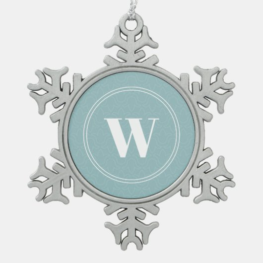 赤パーソナライズされたちゃん青フローラ スノーフレークピューターオーナメント (正面)