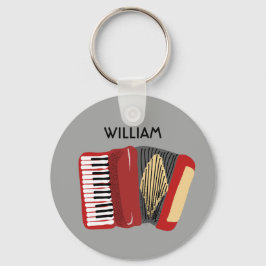 赤パーソナライズされたとグレーのアコーディオン キーホルダー
