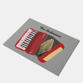 赤パーソナライズされたとグレーのアコーディオン ドアマット (アングル)