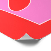 赤パーソナライズされたとピンクのLOVE子供部屋 ポスター (角)