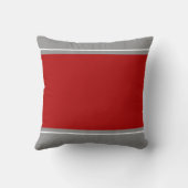 赤パーソナライズされたと灰色のクリスマスストライプの クッション (裏面)