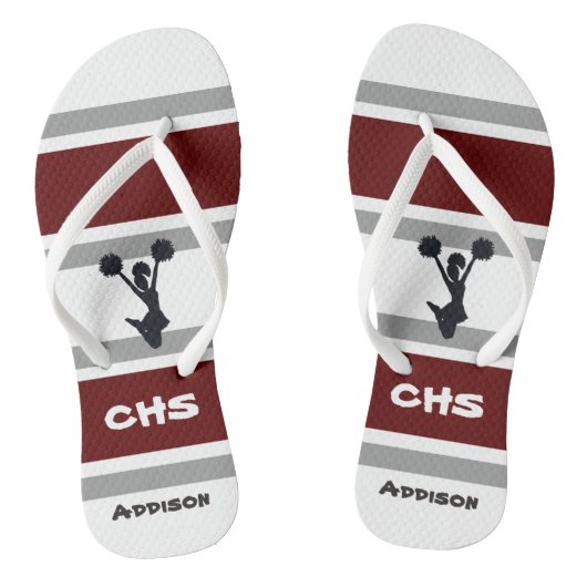 赤パーソナライズされたと灰色のチアリーダービーチサンダル ビーチサンダル (ソール)