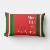 赤パーソナライズされたと白と緑 ランバークッション (正面)