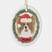 赤パーソナライズされたと白のパピロン セラミックオーナメント (右)